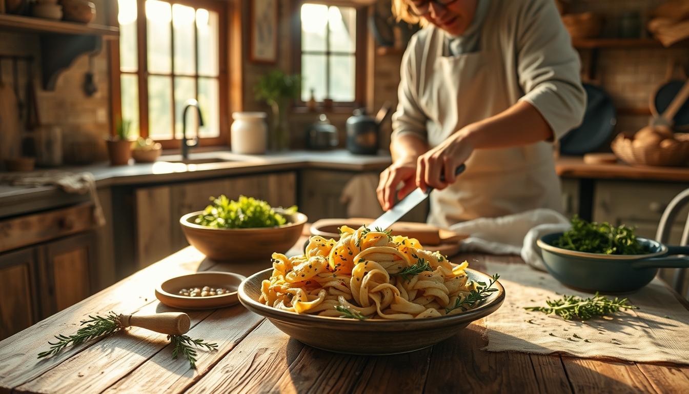 Home cook preparing ingredients in the kitchen